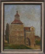 Konstanz (19.Jh.)"Blick auf Schlachttor"; ÖL/Malkarton; ca. 28 x 22 cm; R; verso beschriftet