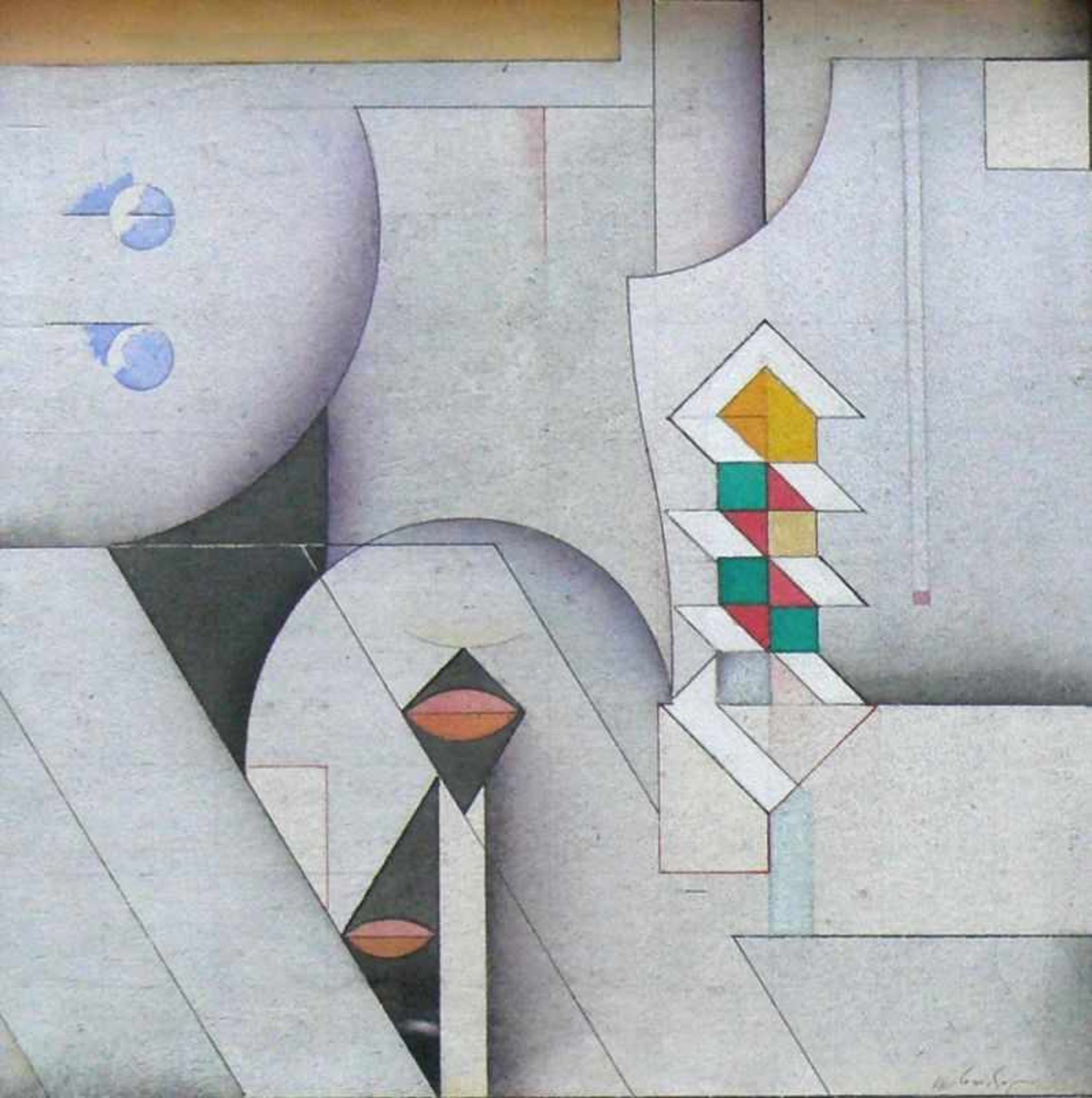 Lude Döring, Adam (1925 Dresden - 2018 Sachsenheim)"Ohrgehänge 1"; geometrische Komposition; - Bild 2 aus 4