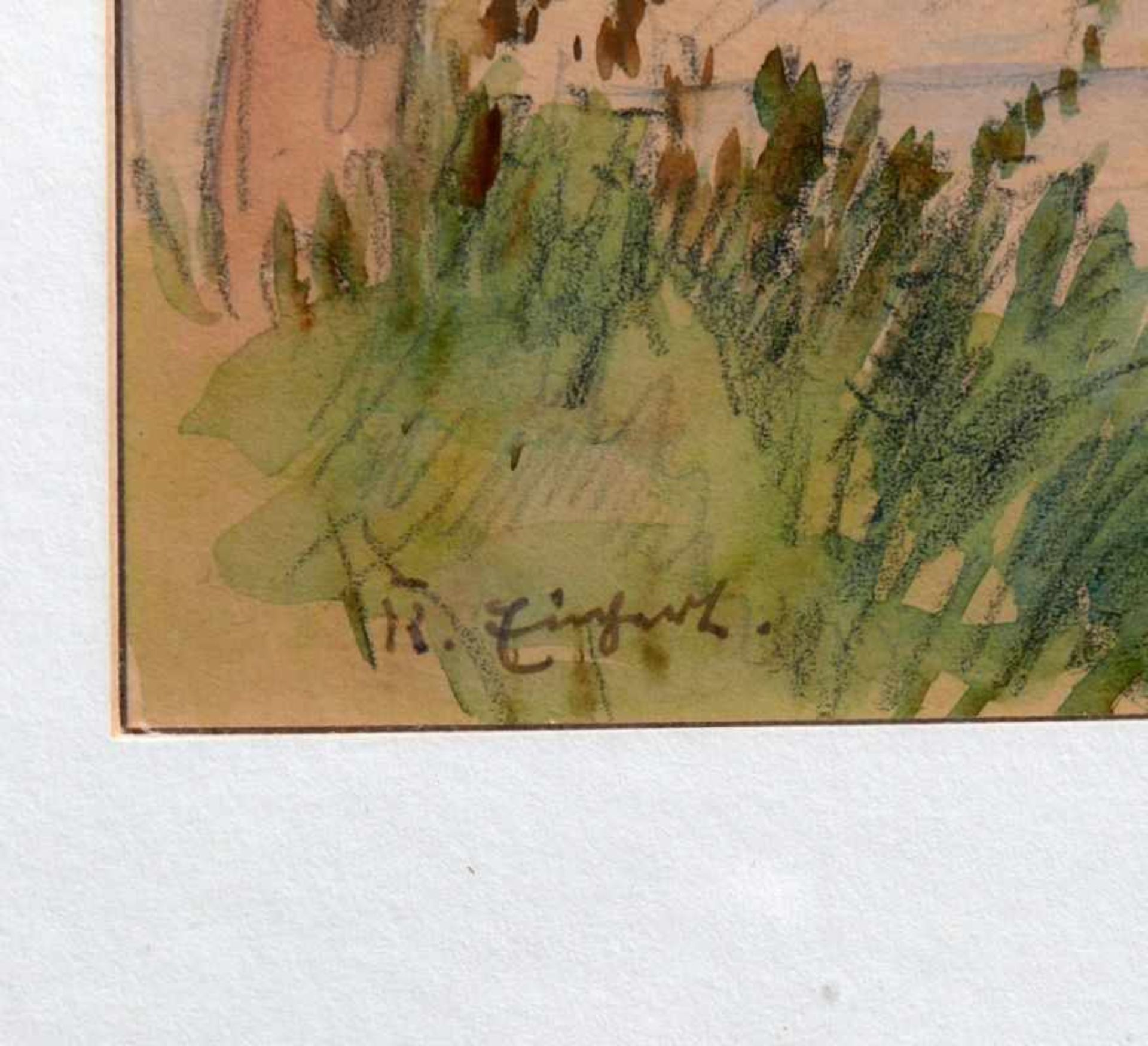 Einhart, Karl (1884 Konstanz - 1967 Freiburg)"Bodenseelandschaft"; Aquarell; sign.; ca. 20 x 28,5 - Bild 3 aus 3