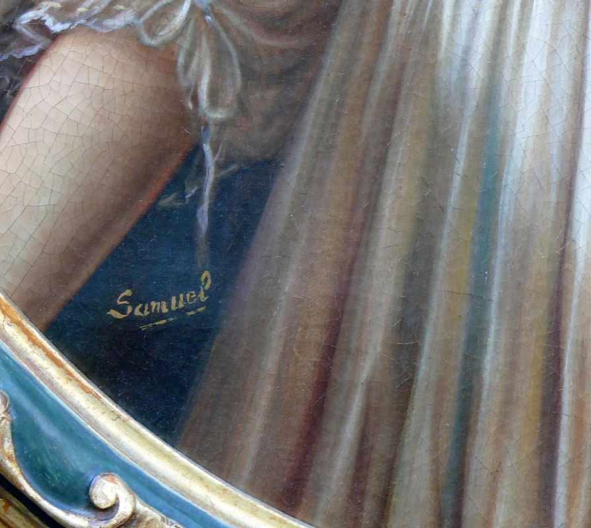 Samuel (19./20.Jh.)"Frauenportrait" einer stehenden Sängerin mit Notenblatt in der Hand; langes, - Image 3 of 4
