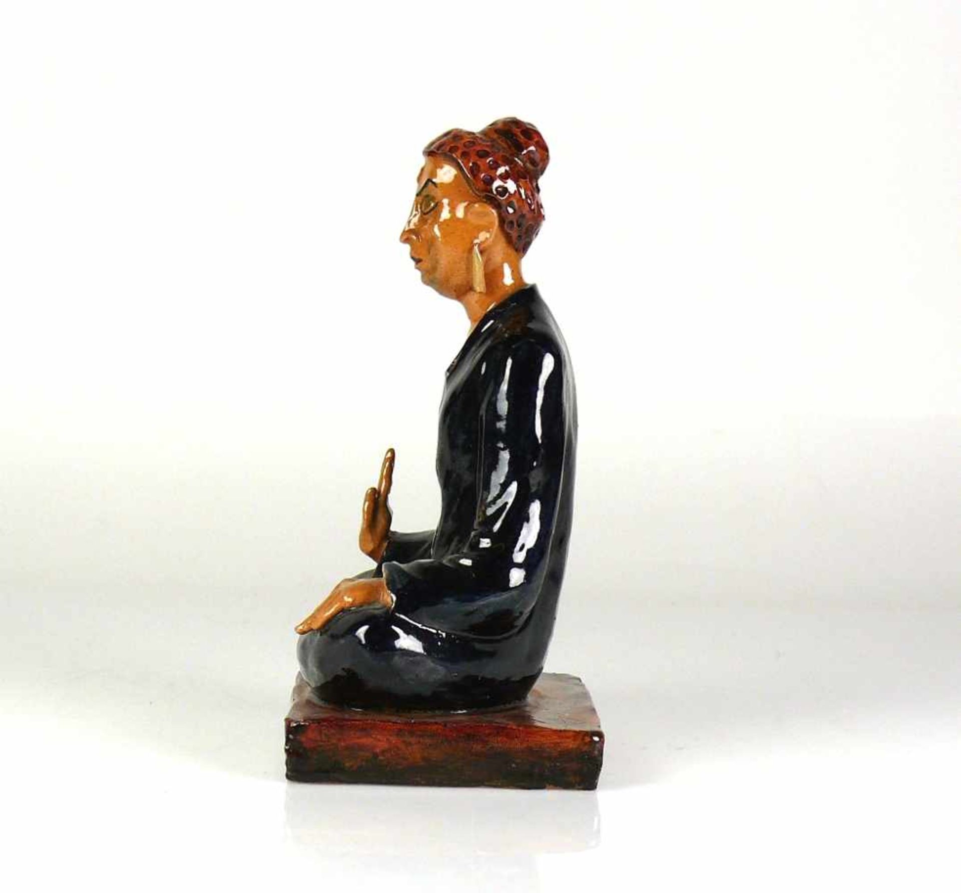 Klaus Messmer-Keramikfigur (Konstanzer Keramiker, 20.Jh.)"Buddha"; farbige Unterglasurbemalung; - Image 2 of 6