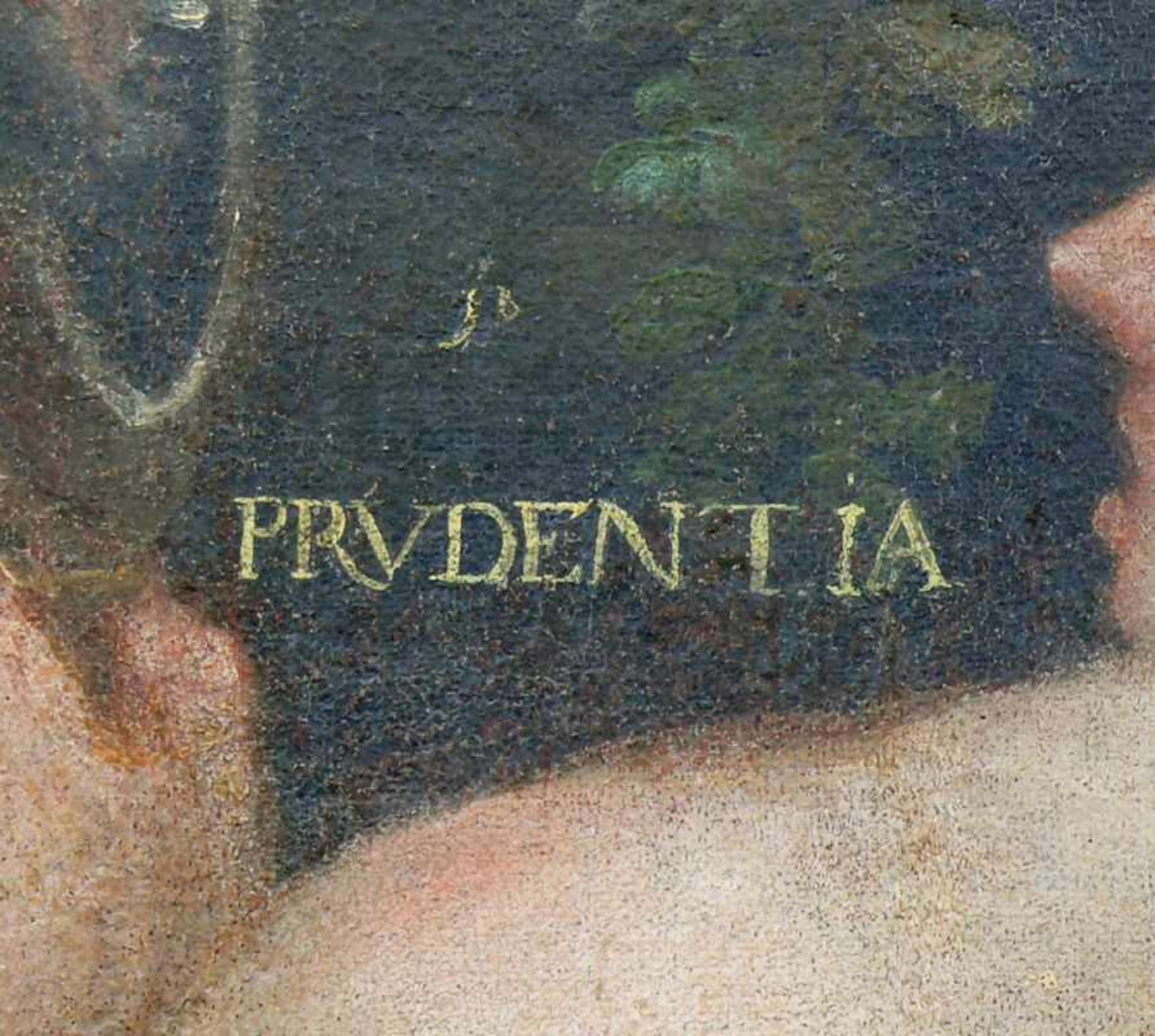 Anonym (18.Jh.)"Darstellung der Prudentia"; Allegorie einer janusköpfigen Frau, in einer Hand den - Image 4 of 5