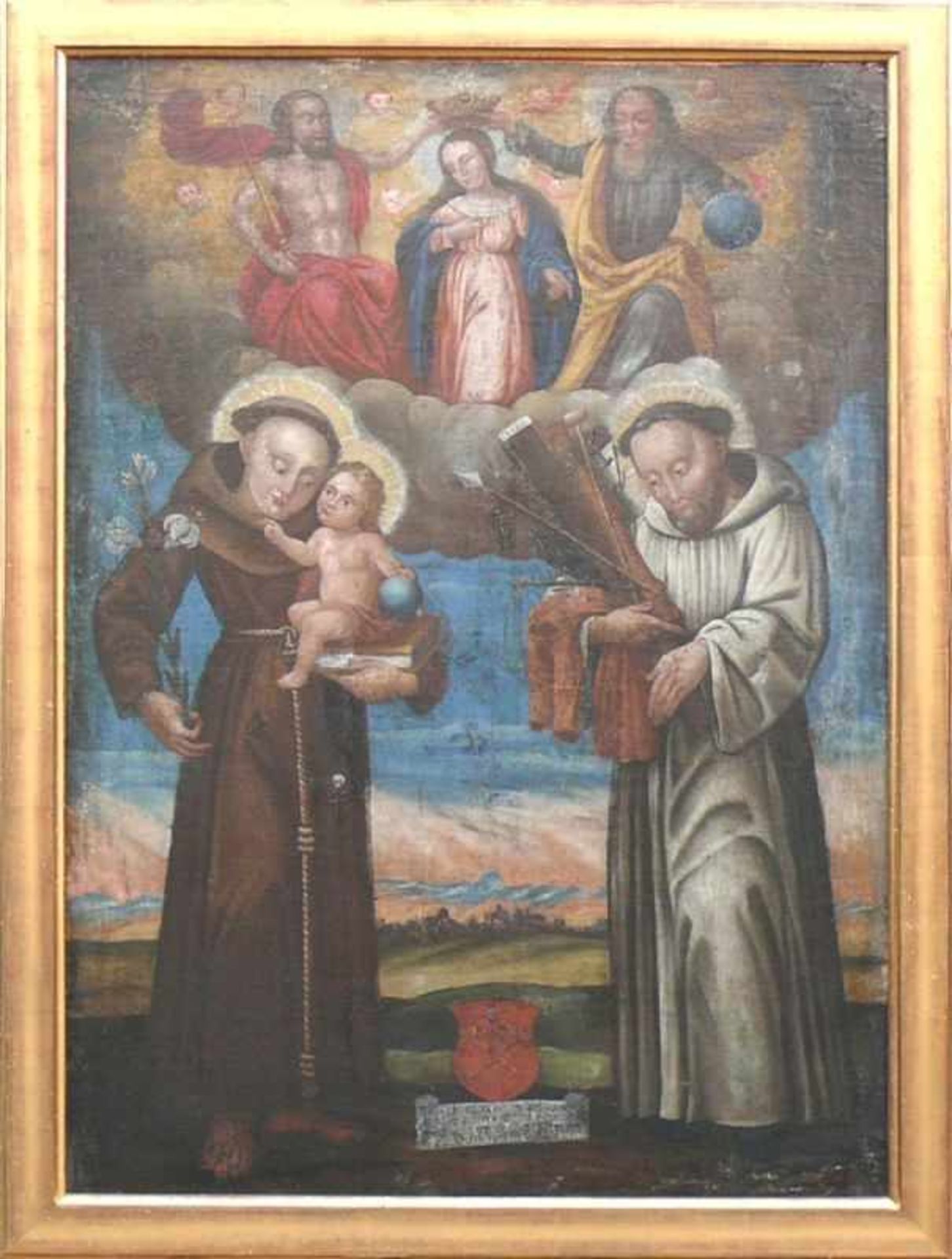 Kirchenmaler (Süddeutsch, 17.Jh.)"Marienkrönung"; Maria, flankiert von Gottvater und Christus auf - Image 6 of 6