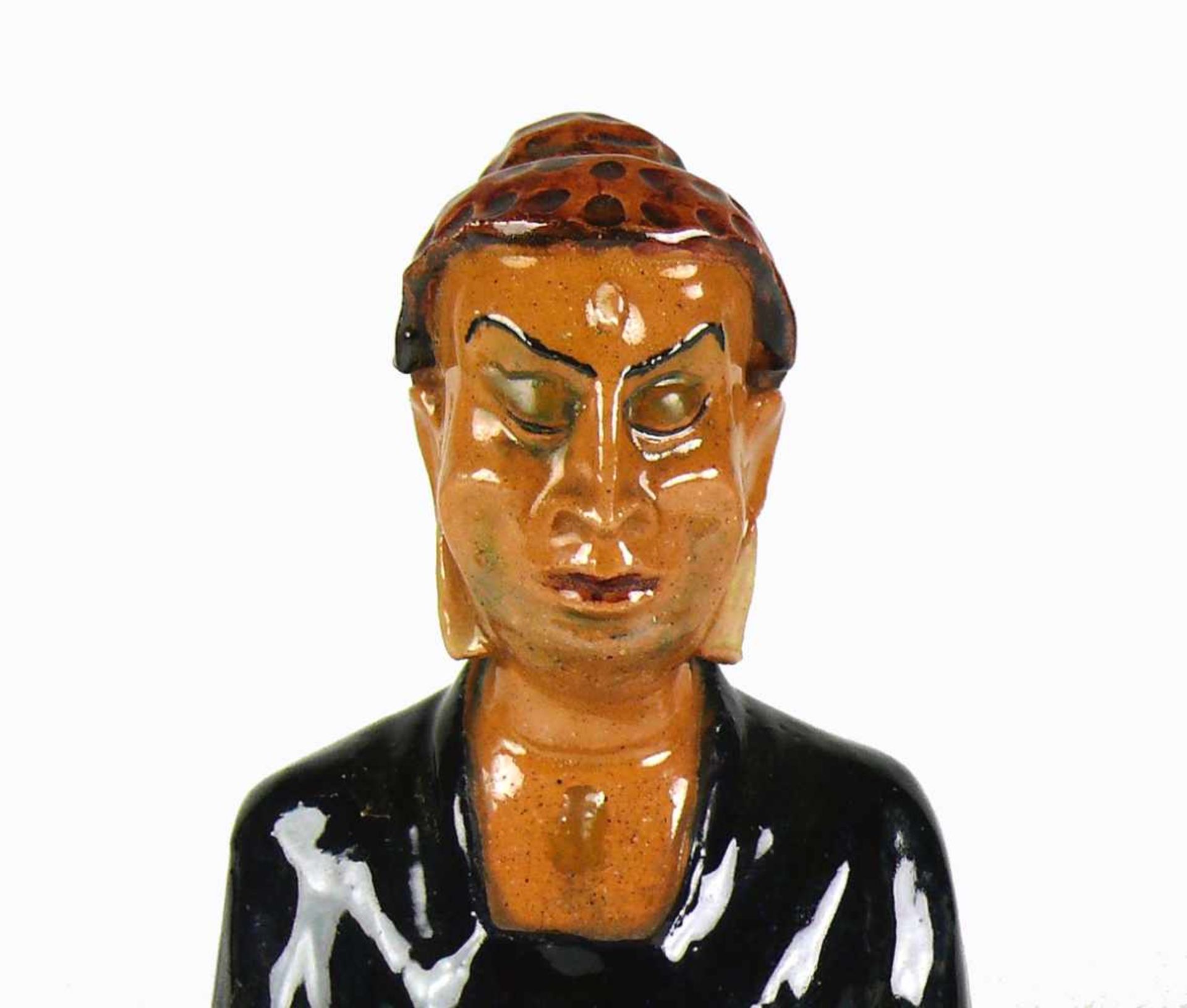 Klaus Messmer-Keramikfigur (Konstanzer Keramiker, 20.Jh.)"Buddha"; farbige Unterglasurbemalung; - Image 6 of 6