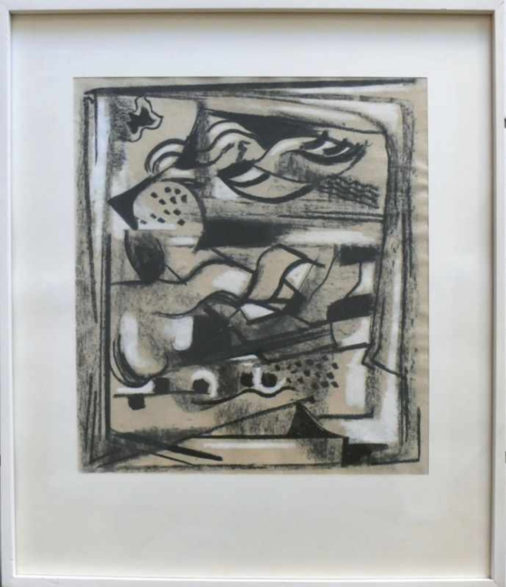 Adam, Otto (Konstanz 1901 - 1973)"Abstrakte Komposition"; Mischtechnik; Kohle, tlw. weiß gehöht; - Bild 2 aus 2