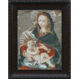 Mühlenweg, Elisabeth (1910 Linz - 1961 Allensbach)"Madonna mit Kind"; Mischtechnik/Silberfolie;