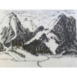 Heckel, Erich (1883 Döbeln - 1970 Hemmenhofen/Radolfzell)"Berge im Allgäu"; Lithographie 1967; sign.