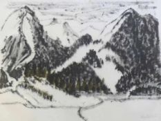 Heckel, Erich (1883 Döbeln - 1970 Hemmenhofen/Radolfzell)"Berge im Allgäu"; Lithographie 1967; sign.