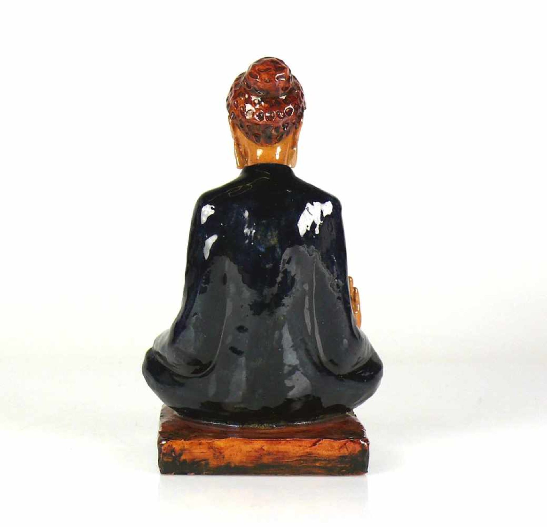 Klaus Messmer-Keramikfigur (Konstanzer Keramiker, 20.Jh.)"Buddha"; farbige Unterglasurbemalung; - Image 3 of 6
