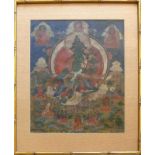 Thangka (wohl Tibet, 19.Jh.)farbige Malerei; ca. 52 x 42 cm; unter PP hinter Glas gerahmt;