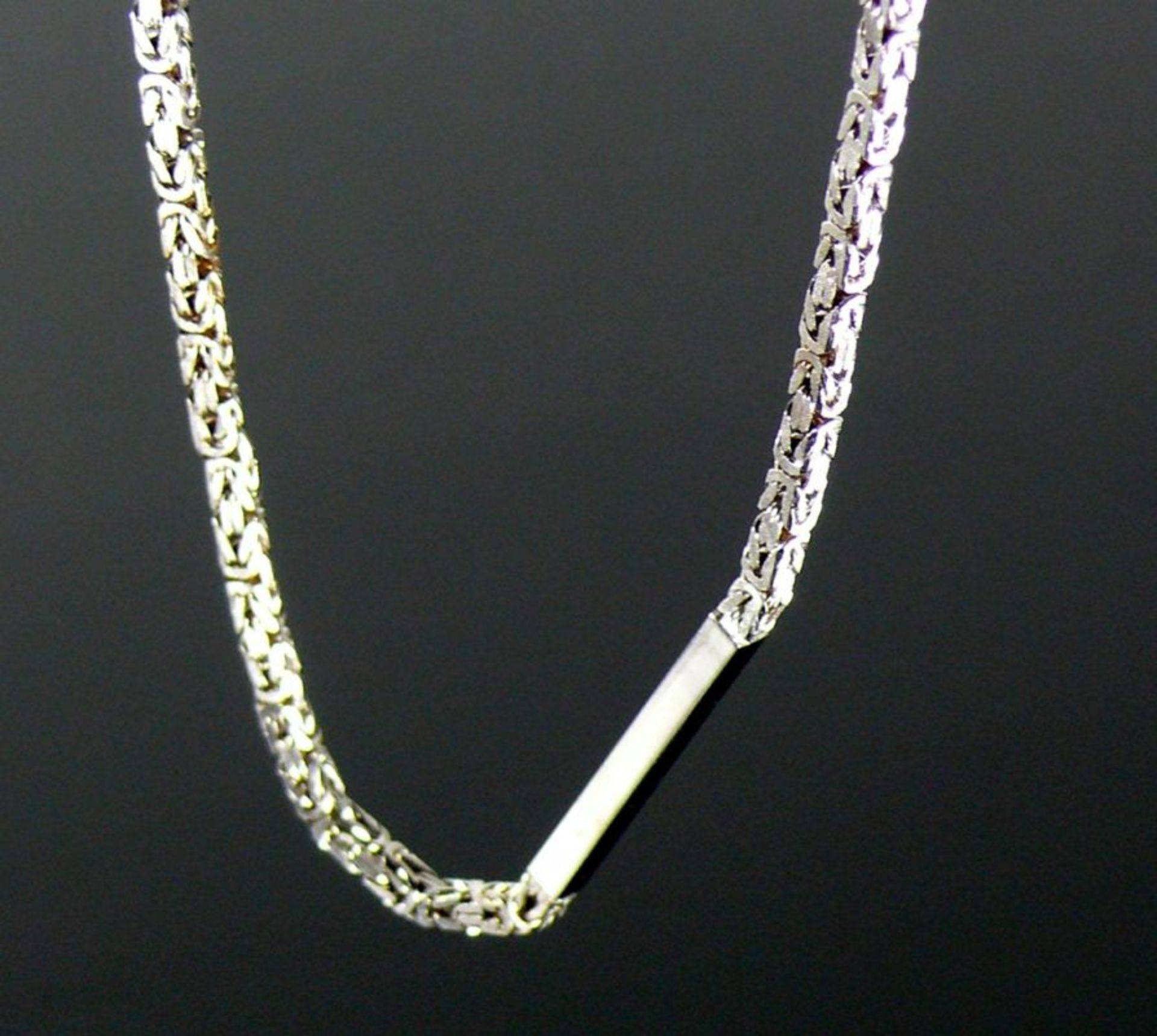 HalsketteKönigskette mit Stäben unterbrochen; in 18ct WG; endlos; L: 42,5 (85) cm; 70g - Bild 2 aus 2
