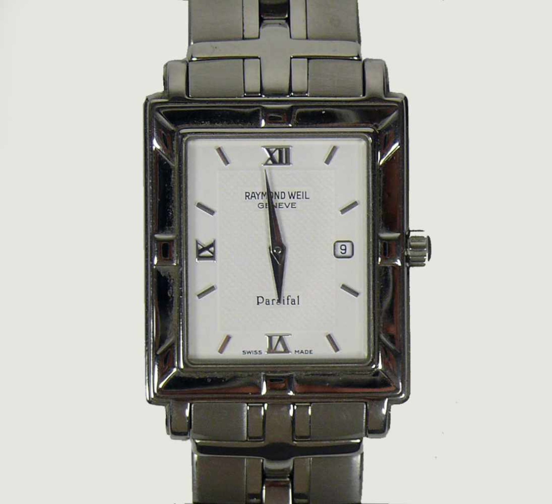 RAYMOND WEIL-Armbanduhrrechteckiges Gehäuse; Stahl; Quartz; Saphirglas; Datumsanzeige; intakt;