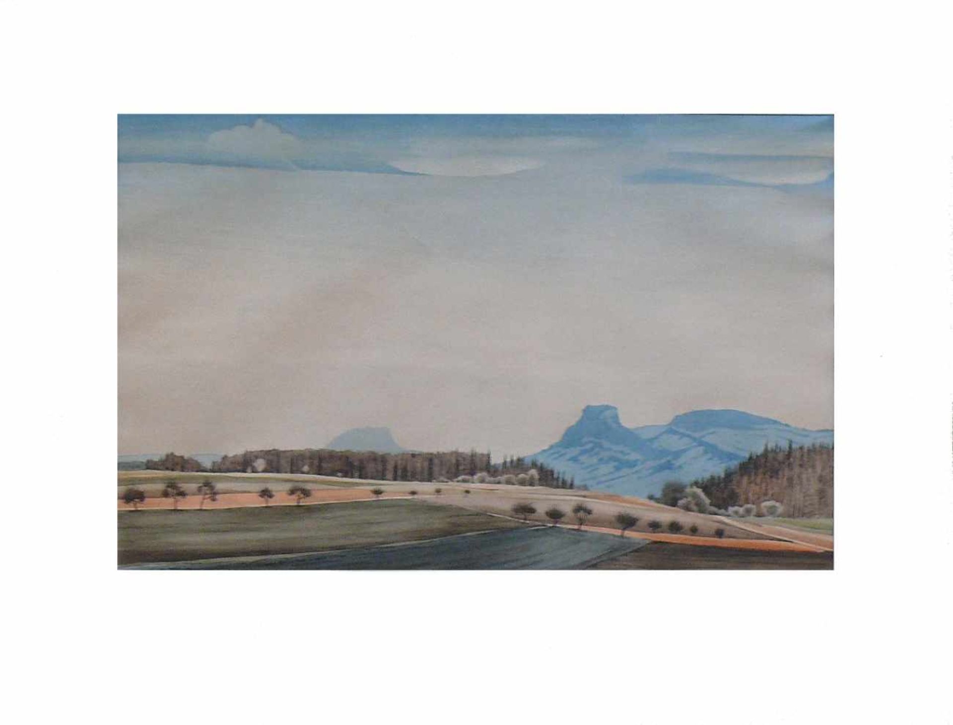 Lenk, Franz(1898 Langenbernsdorf - 1968 Fellbach)"Blick auf Hohenkrähen und Hohentwiel"; Aquarell - Bild 2 aus 3