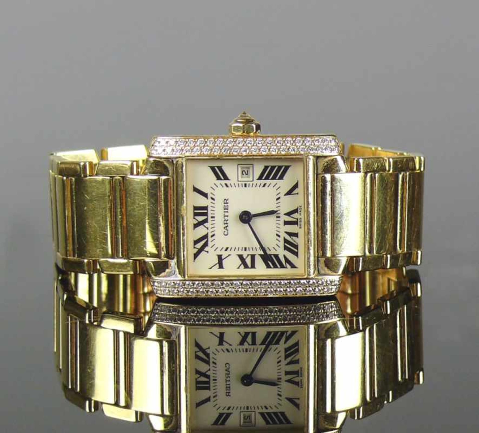 CARTIER-DamenarmbanduhrTank Francaise; Quartz; Gehäuse und Gliederarmband in 18ct GG; Seiten des - Bild 5 aus 7