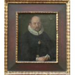 Anonym (17.Jh.)"Halbportrait eines Gelehrten" in dunklem Gewand mit Mühlradkragen; rechts oben