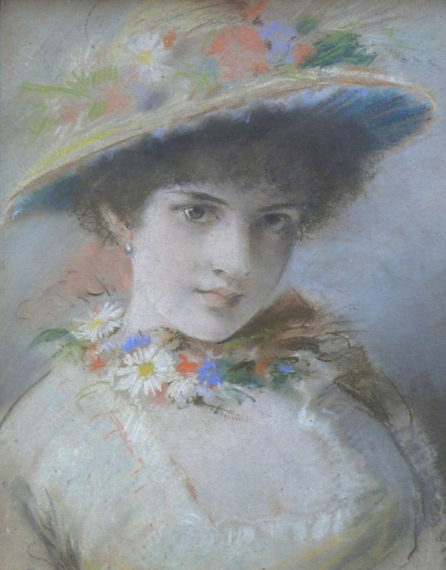 Kaulbach, Hermann (attr., München 1846 - 1909)"Brustportrait einer jungen Frau", den Betrachter - Bild 4 aus 5