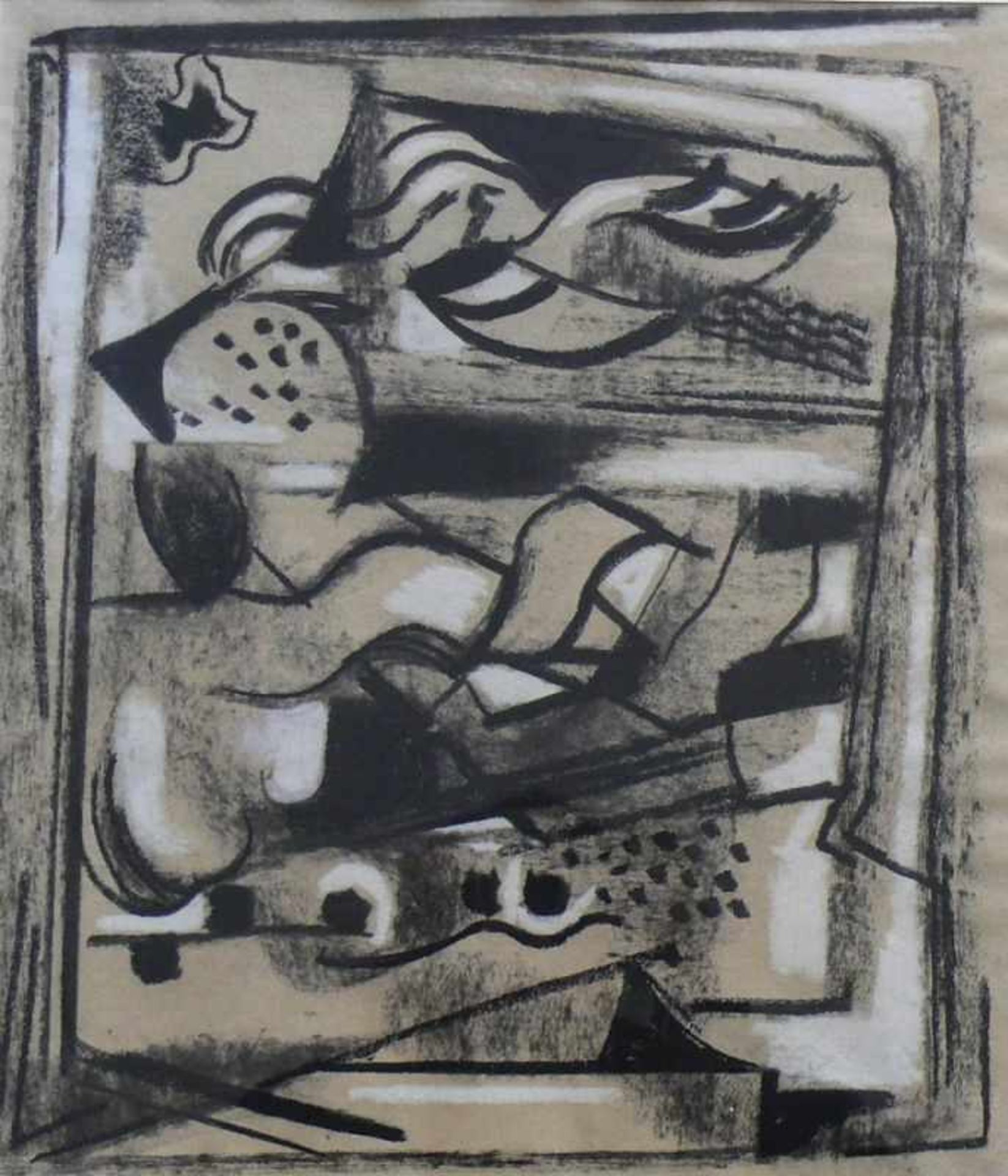 Adam, Otto (Konstanz 1901 - 1973)"Abstrakte Komposition"; Mischtechnik; Kohle, tlw. weiß gehöht;