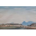 Lenk, Franz(1898 Langenbernsdorf - 1968 Fellbach)"Blick auf Hohenkrähen und Hohentwiel"; Aquarell