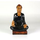 Klaus Messmer-Keramikfigur (Konstanzer Keramiker, 20.Jh.)"Buddha"; farbige Unterglasurbemalung;