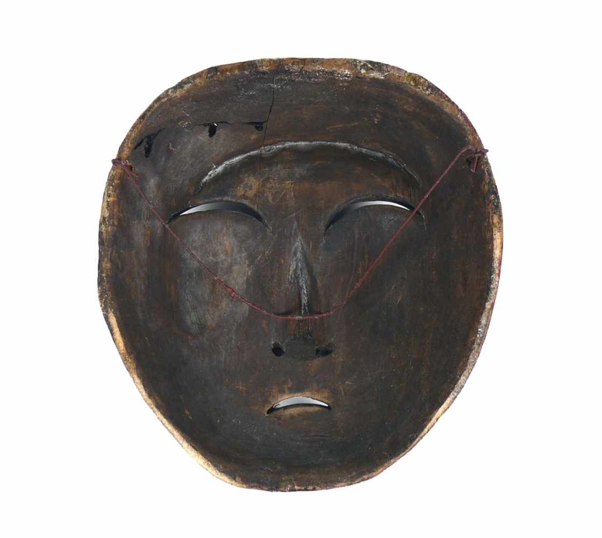 Maske (Afrika, 19./20.Jh.)farbig gefasst; ca. 23 x 21 cm - Bild 3 aus 3