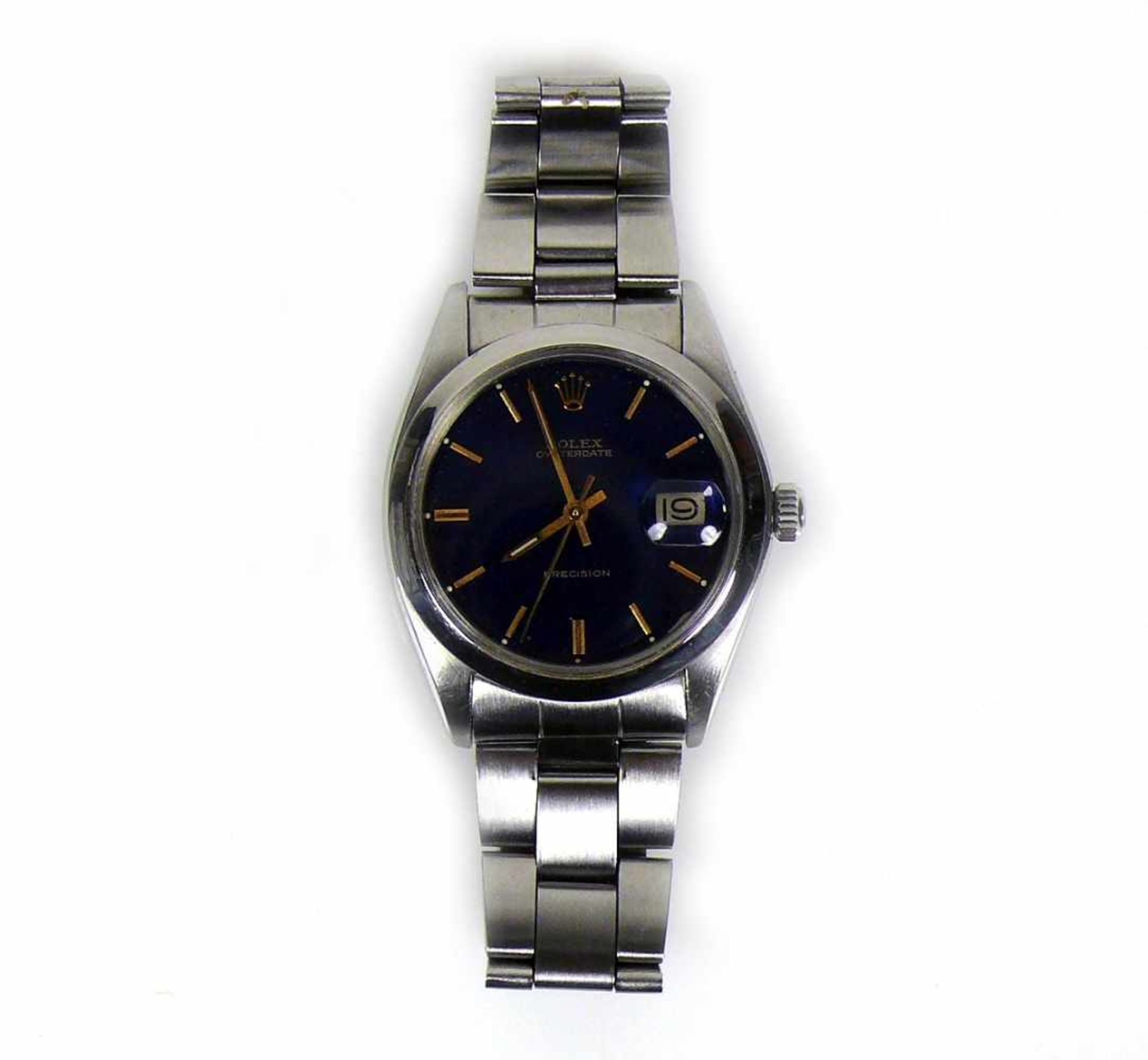 ROLEX-ArmbanduhrOyster Precision; 1957; dunkelblaues Ziffernblatt; Stahl; Handaufzug; Datumsanzeige; - Bild 2 aus 4