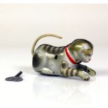 Katze (Mitte 20.Jh.)bemalte Blechkatze mit Schlüsselaufzug; Made in US.-Zone Germany, Fa. KÖHLER;