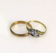 2 Damenringe1x 14ct GG (2,7g); 1x 8ct (1,82g); Ringgr. je 61