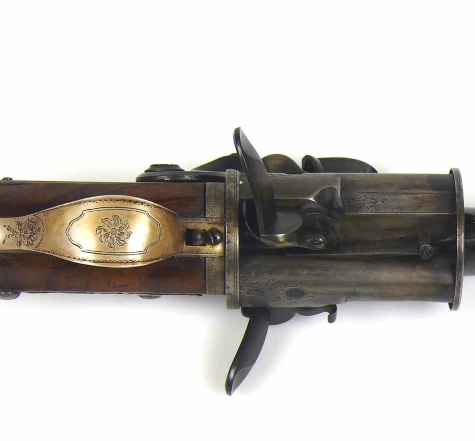 Seltene Systemwaffe (Stanton, London um 1790)Steinschloss-Pistole mit 1 Hahn, 3 Kammern und 3 - Image 16 of 16