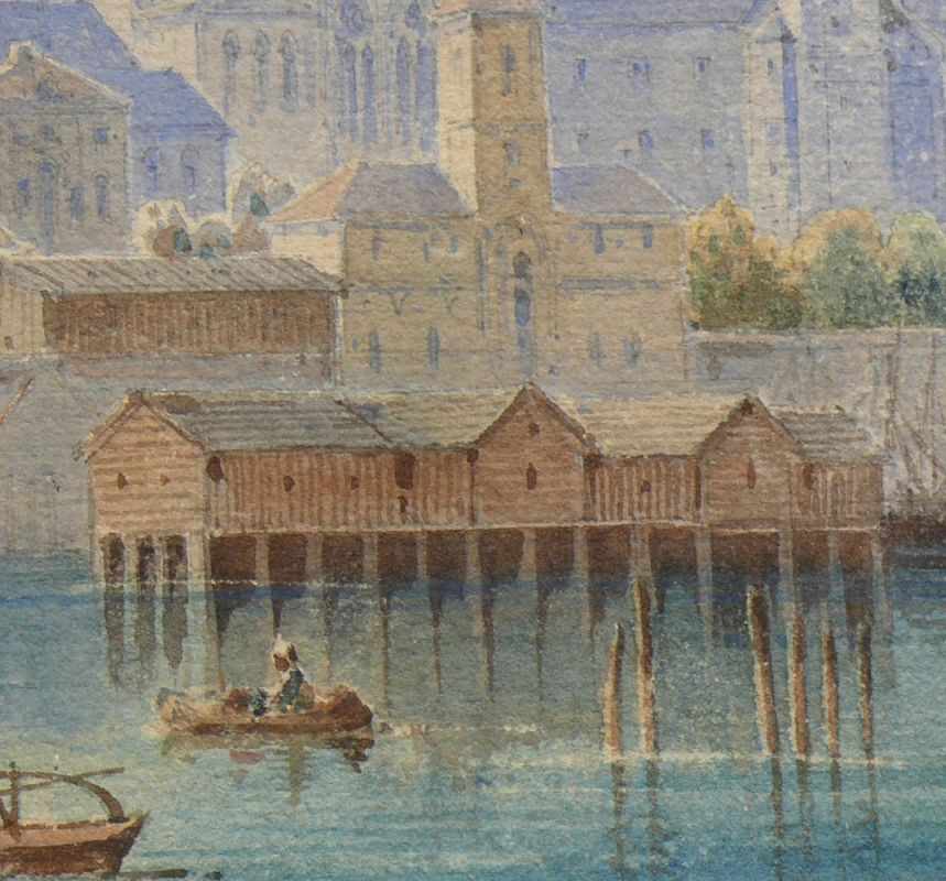 Doll, Anton (München 1826 - 1887)"Blick auf Konstanz" von der Hafenseite aus gesehen; Aquarell; - Image 2 of 6