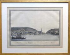 Ansicht der Stadt Bingen (19.Jh.)col. Kupferstich nach einer Zeichnung von L. Janscha; gestochen von