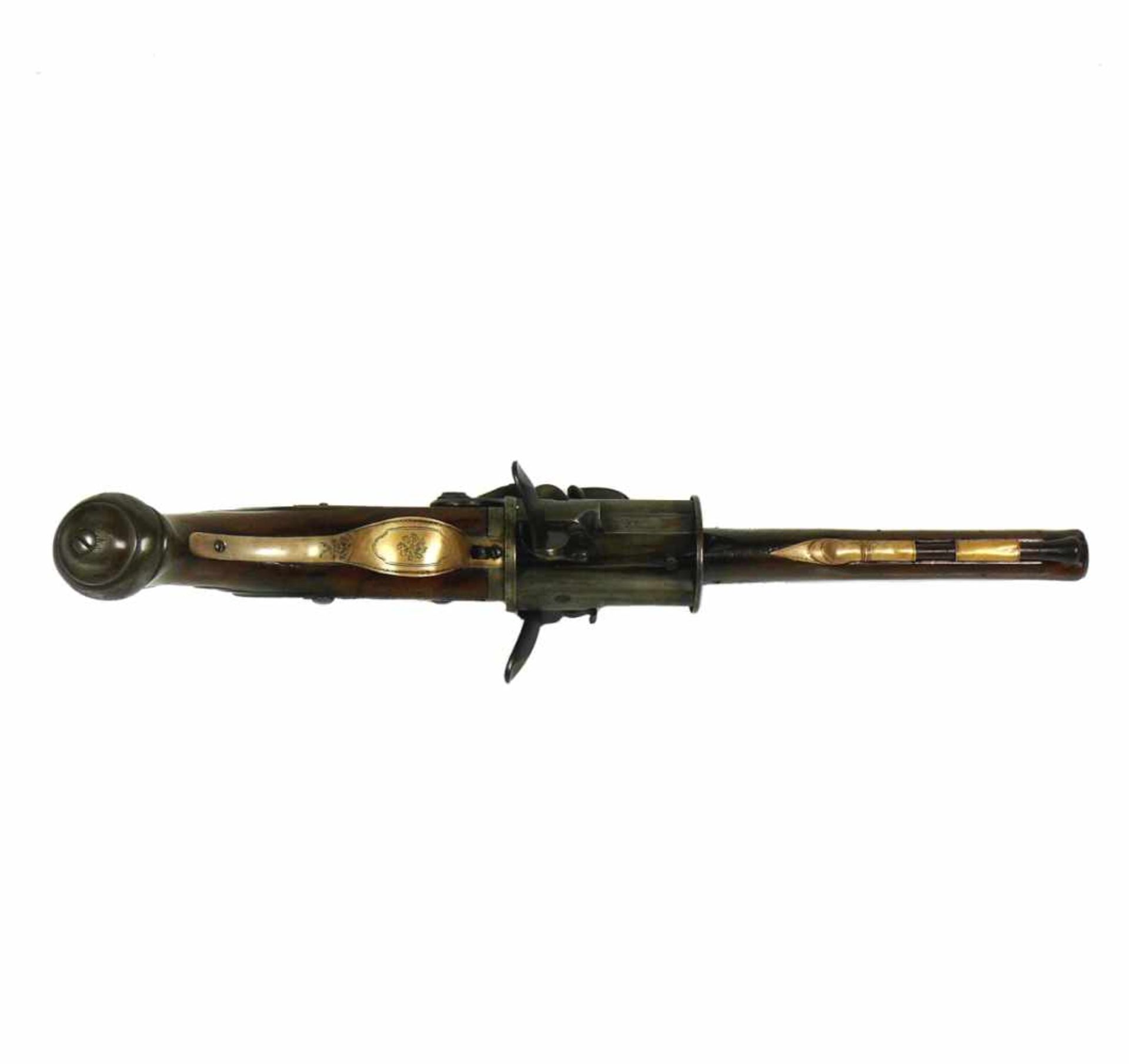Seltene Systemwaffe (Stanton, London um 1790)Steinschloss-Pistole mit 1 Hahn, 3 Kammern und 3 - Image 15 of 16