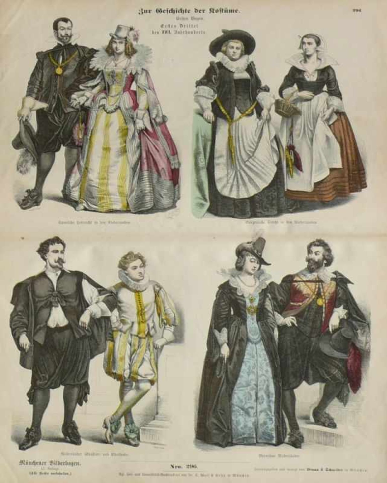 Zur Geschichte der Costümenach Zeichnungen von Wilh. Diez, C. Fröhlich, C. Häberlin, M. Heil, And. - Bild 3 aus 5