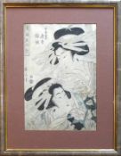 Eizan, Kikugawa (1787 - 1867)"2 Frauen"; Farbholzschnitt; sign.; Zensorensiegel Kiwame;