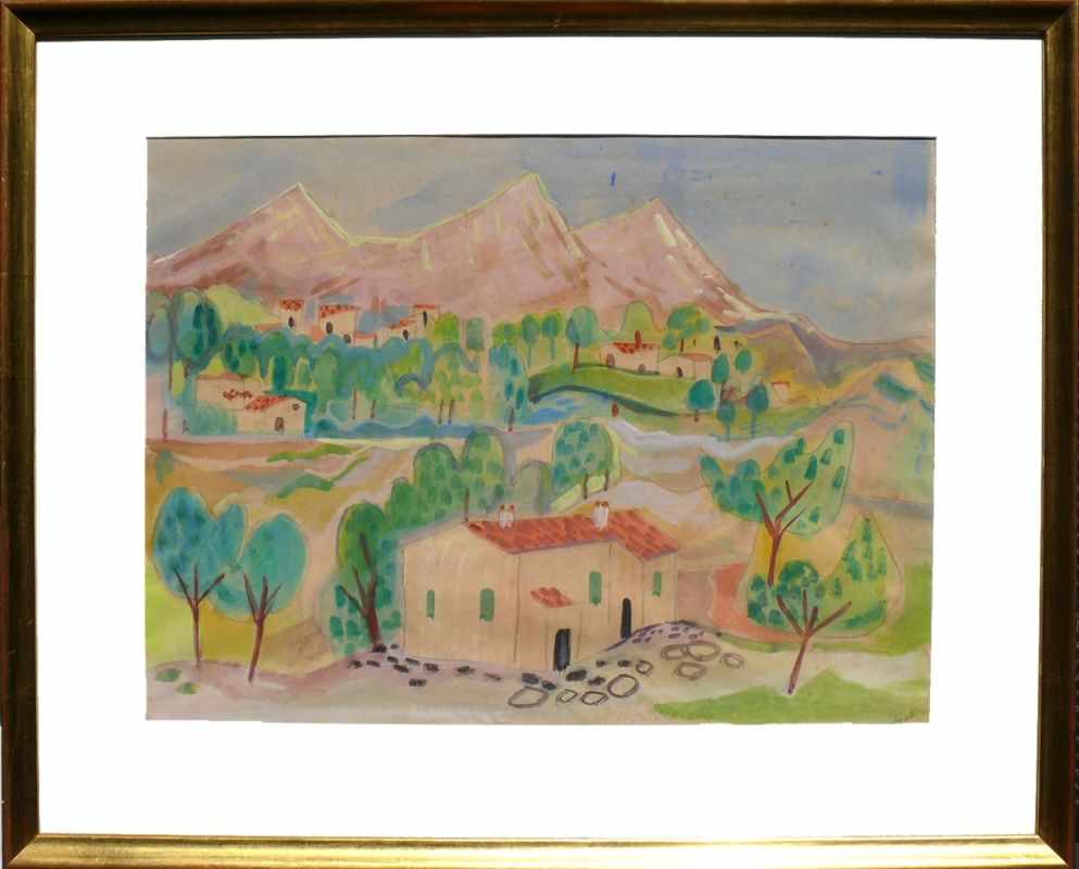Adam, Otto (Konstanz 1901 - 1973)"Landschaft in Südfrankreich"; Sommerstimmung; Blick auf Häuser mit - Image 3 of 3