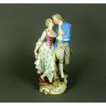 Figurenpaar (Meissen, 1860 - 1924)"Galantes Paar" in tänzerischer Pose; polychrome Malerei; linke