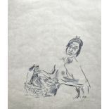 Kokoschka, Oskar(1886 Pöchlarn - 1980 Montreux)"Schlangenbeschwörer"; Lithographie/Japan; im Stock