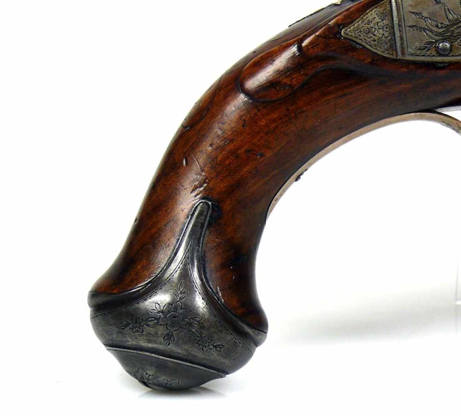 Seltene Systemwaffe (Stanton, London um 1790)Steinschloss-Pistole mit 1 Hahn, 3 Kammern und 3 - Image 8 of 16