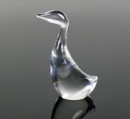 Ente (Steuben, USA)Vollglas; Bodenunterseite sign.; Entwurf Lloyd Atkins, Ausführung 1984; H: 13 cm