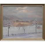 Mollweide, Werner (1889 Straßburg - 1978 Bodman-Ludwigshafen)"Winterliche Landschaft am Bodensee"