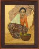 Cheong, Soo Pieng (1917 Amoy/China - 1983 Singapur)"Mangoverkäuferin"; woman, selling mangos; ÖL/