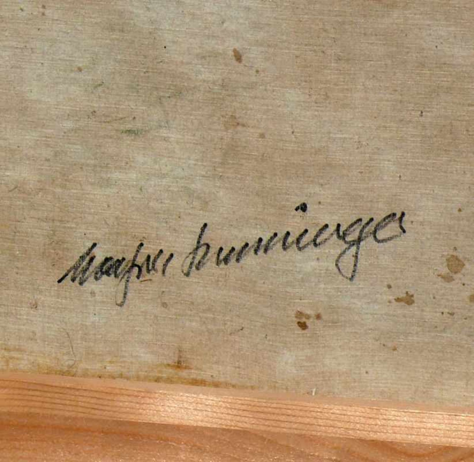 Henninger, Manfred (1894 Backnang - 1986 Stuttgart)"Baumwiese"; Landschaft mit Weg und Personen; - Image 2 of 4