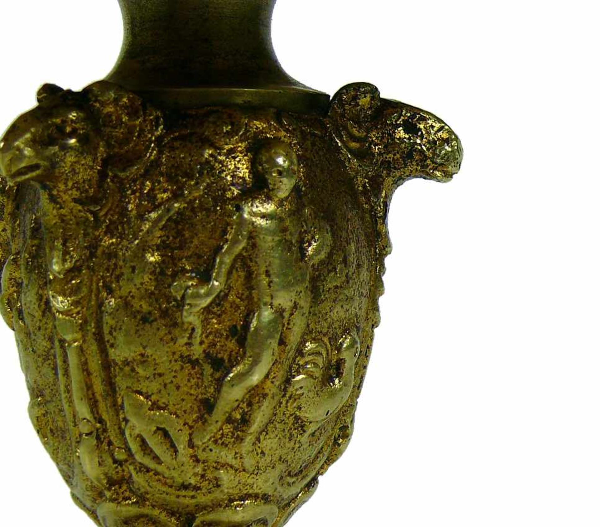 TazzaAufsatz und Schale in Messing mit figürlichem Relief; H: 16 cm; D: 17,5 cm - Bild 4 aus 4