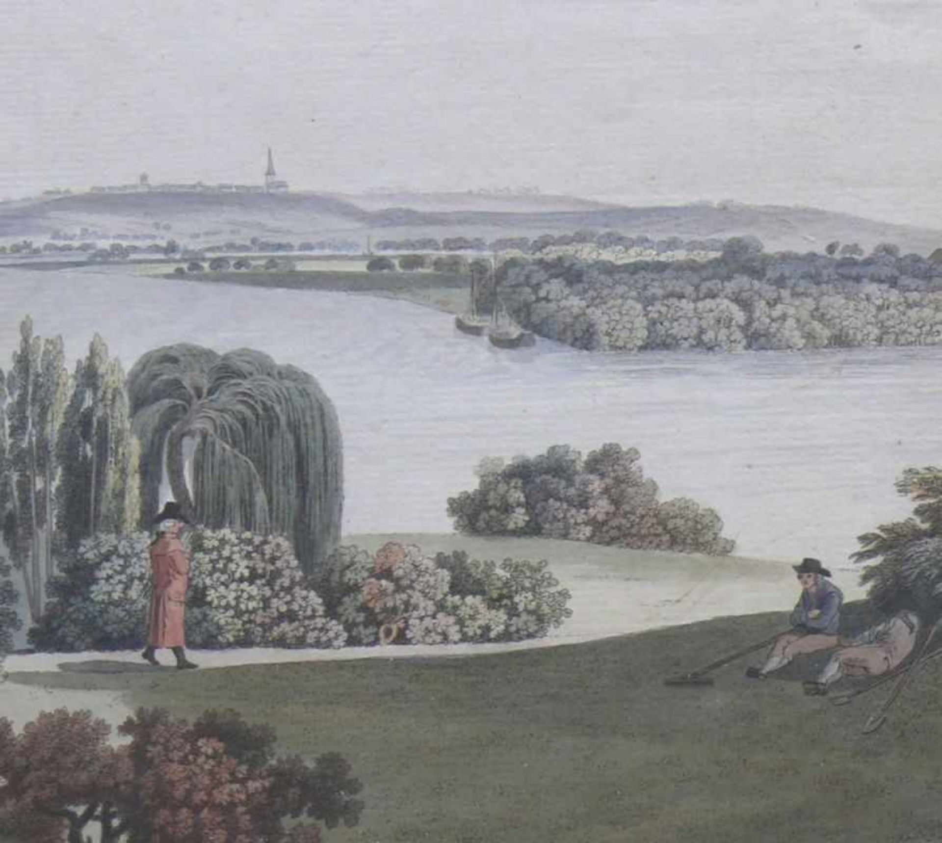 Kostheim und Hochheim (19.Jh.)"Ansicht von der Mündung des Mayns"; Kupferstich nach einer - Bild 4 aus 4