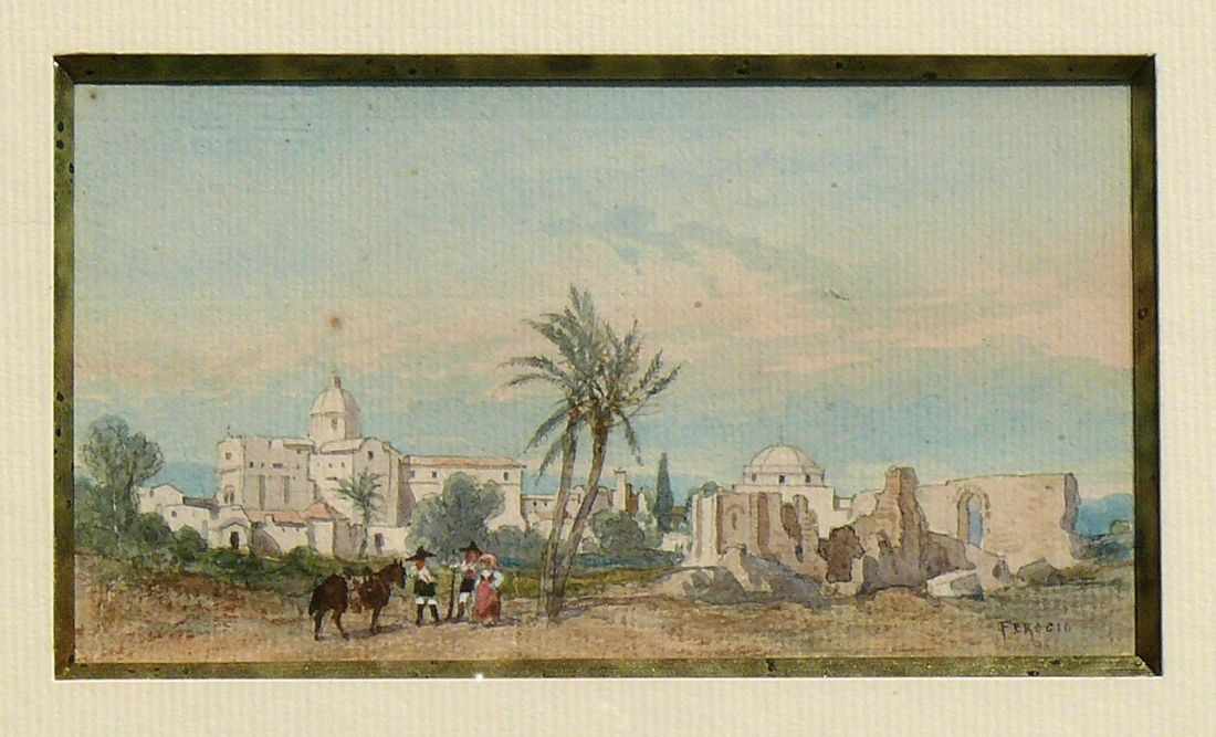Ferogio, Francois Fortuné Antoine (1805 Marseille - 1888 Paris)"Südliche Stadtansicht" vor Palmen; 3 - Image 2 of 2