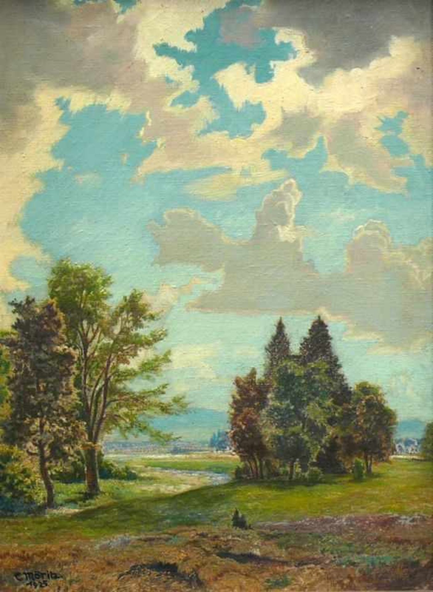 Möritz, Karl (1896 München - 1963 Blumenfeld)"Landschaft mit Baumgruppen" und kleinem Bach; - Bild 4 aus 4