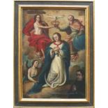 Anonym (18.Jh.)"Marienkrönung"; im Zentrum Maria auf Mondsichel stehend, oben seitlich Jesus mit