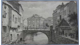 Vuidar, J. (Frankreich/Belgien 2.H. 19.Jh)"Blick auf Brücke Pont St. Nicolas, 1870";