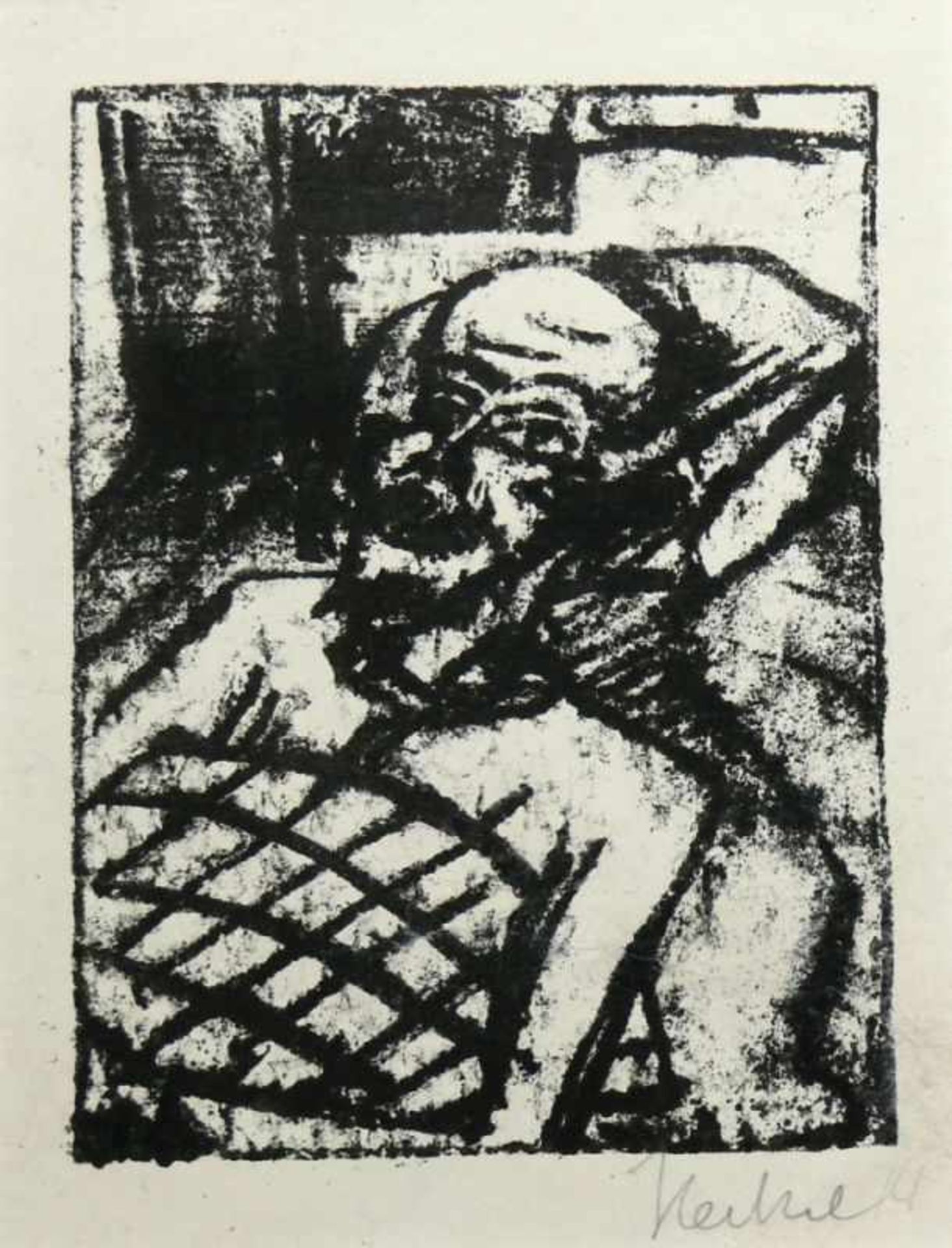 Heckel, Erich (1883 Döbeln - 1970 Hemmenhofen/Radolfzell)"Verwundeter"; von 1914; Lithographie; - Bild 2 aus 8