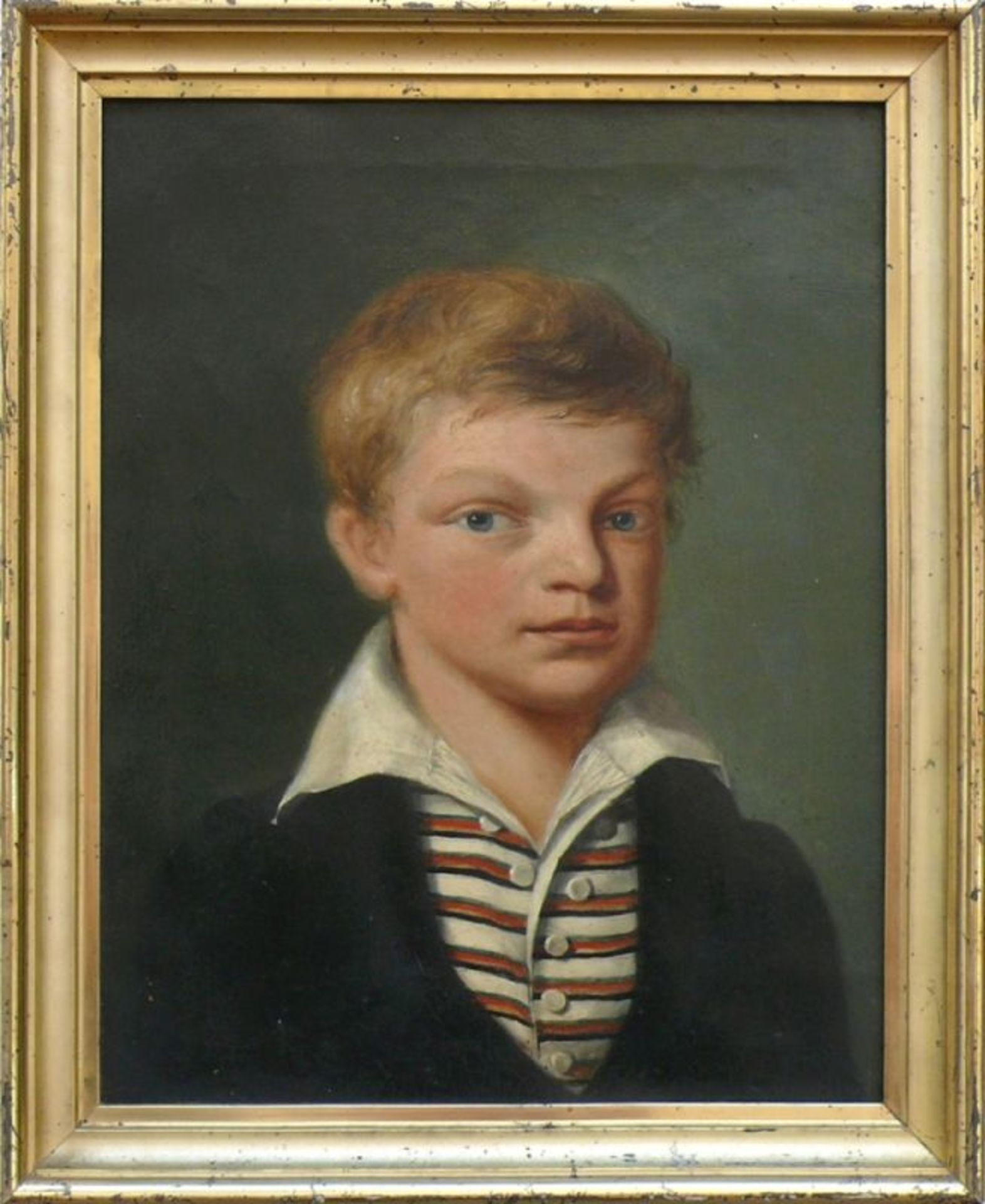 Anonym (19.Jh.,)"Portrait eines Jungen"; ÖL/LW; rückseitig beschriftet "Rudolf v. Buol (Bud) geb. 2.