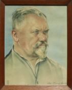 Münch-Khe, Willi (Karlsruhe 1885 - 1960)"Männerkopf-Portrait"; verso beschriftet: Alemannischer